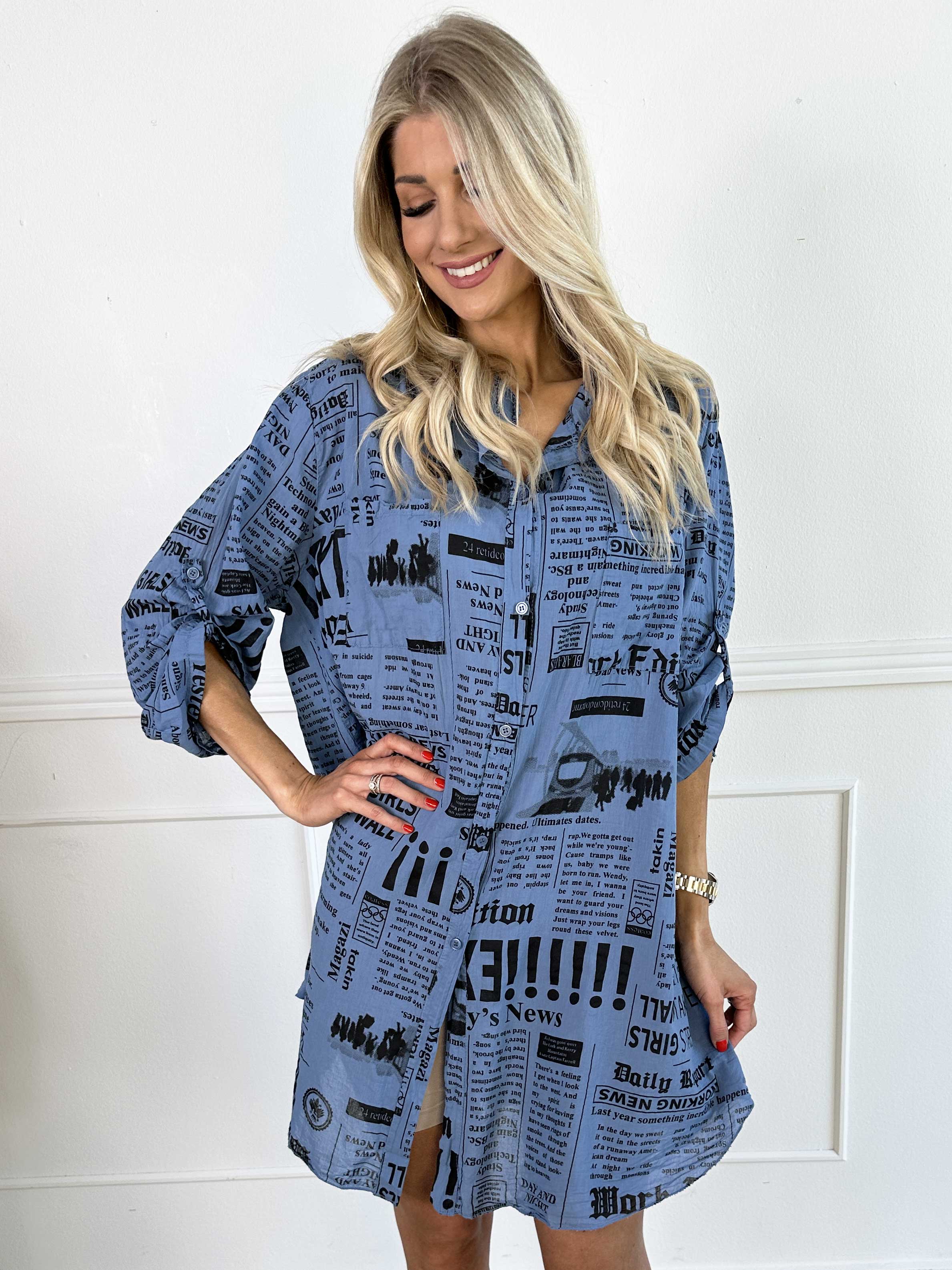 Celestine - Skjorte i bomuld med print og lommer